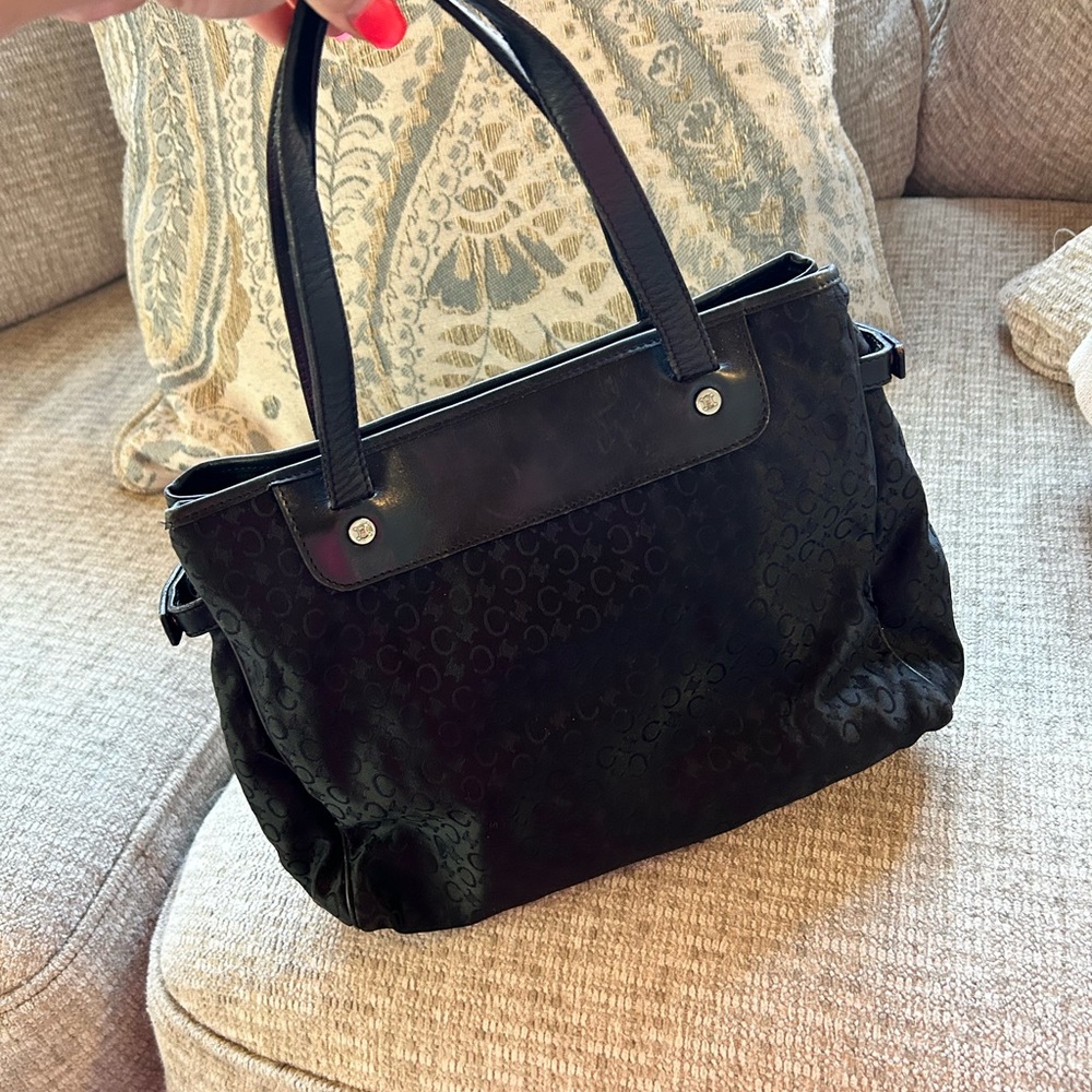 CELINE Vintage Monogram Black Canvas Tote - Picture 3 of 11